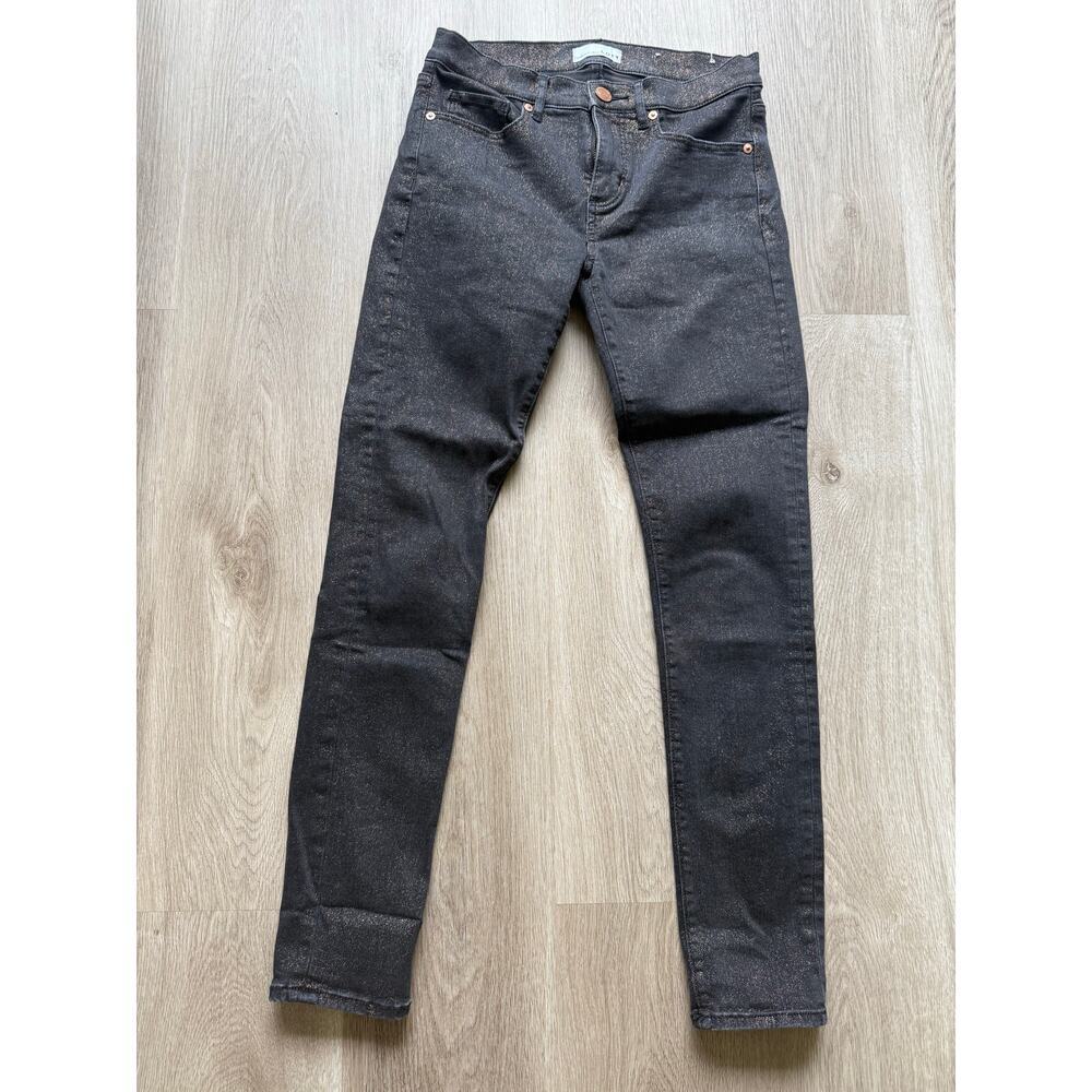 LOFT Skinny Jeans, Black with gold metallic flecks, size 25, 0, Party